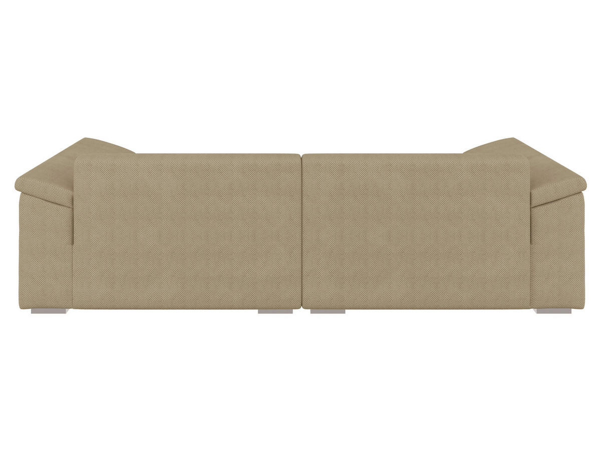 BIGSOFA TERMINI Velours, Webstoff Beige  - Beige/Naturfarben, Design, Holz/Textil (260/98/123cm) - MID.YOU