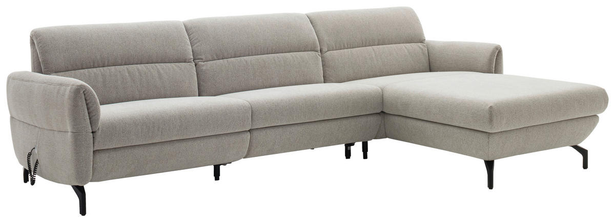 ECKSOFA Beige Chenille  - Beige/Schwarz, Design, Textil/Metall (299/187cm) - Schöner Wohnen