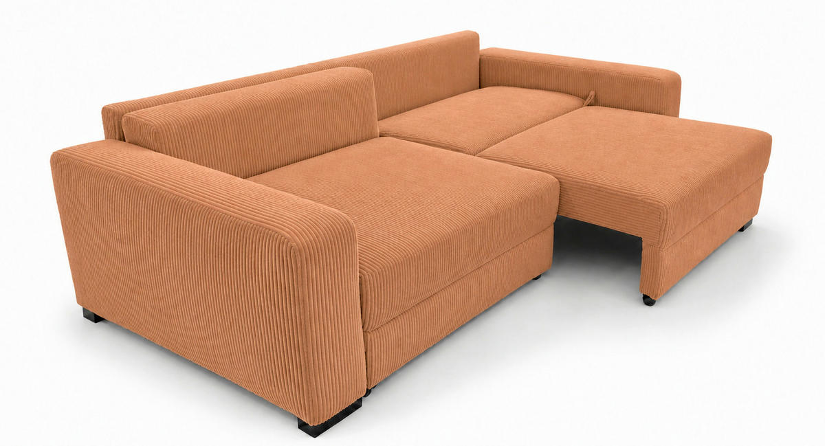3-SITZER-SOFA  in Cord Terracotta  - Terracotta/Schwarz, Basics, Holz/Holzwerkstoff (250/90/110cm) - MID.YOU