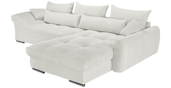 ECKSOFA Creme Cord  - Chromfarben/Creme, KONVENTIONELL, Textil/Metall (335/225cm) - Carryhome