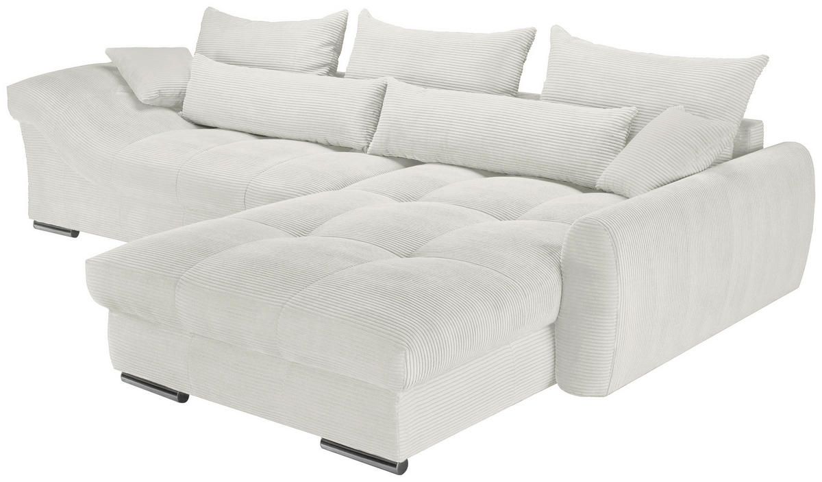 ECKSOFA Creme Cord  - Chromfarben/Creme, KONVENTIONELL, Textil/Metall (335/225cm) - Carryhome