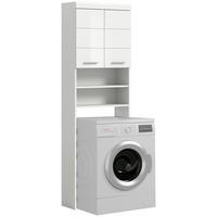 OMARICA ZA PRALNI STROJ  bela, visoki sijaj  - srebrne barve/črna, Moderno, umetna masa/leseni material (63/191/24cm) - MID.YOU