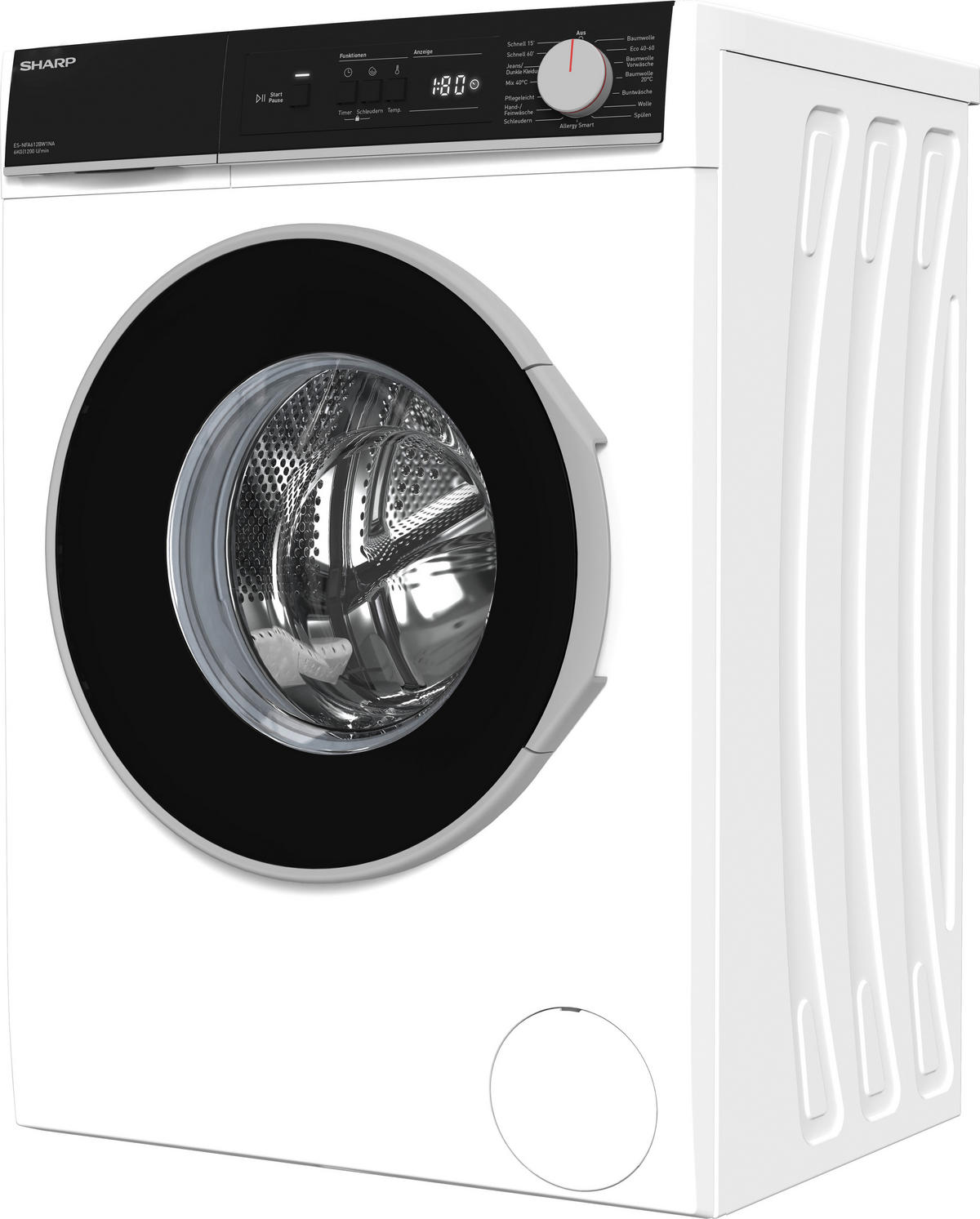 WASCHMASCHINE ES-NFA612BW1NA-DE  - Weiß, Basics, Glas/Kunststoff (59.7/84.5/49.7cm) - Sharp