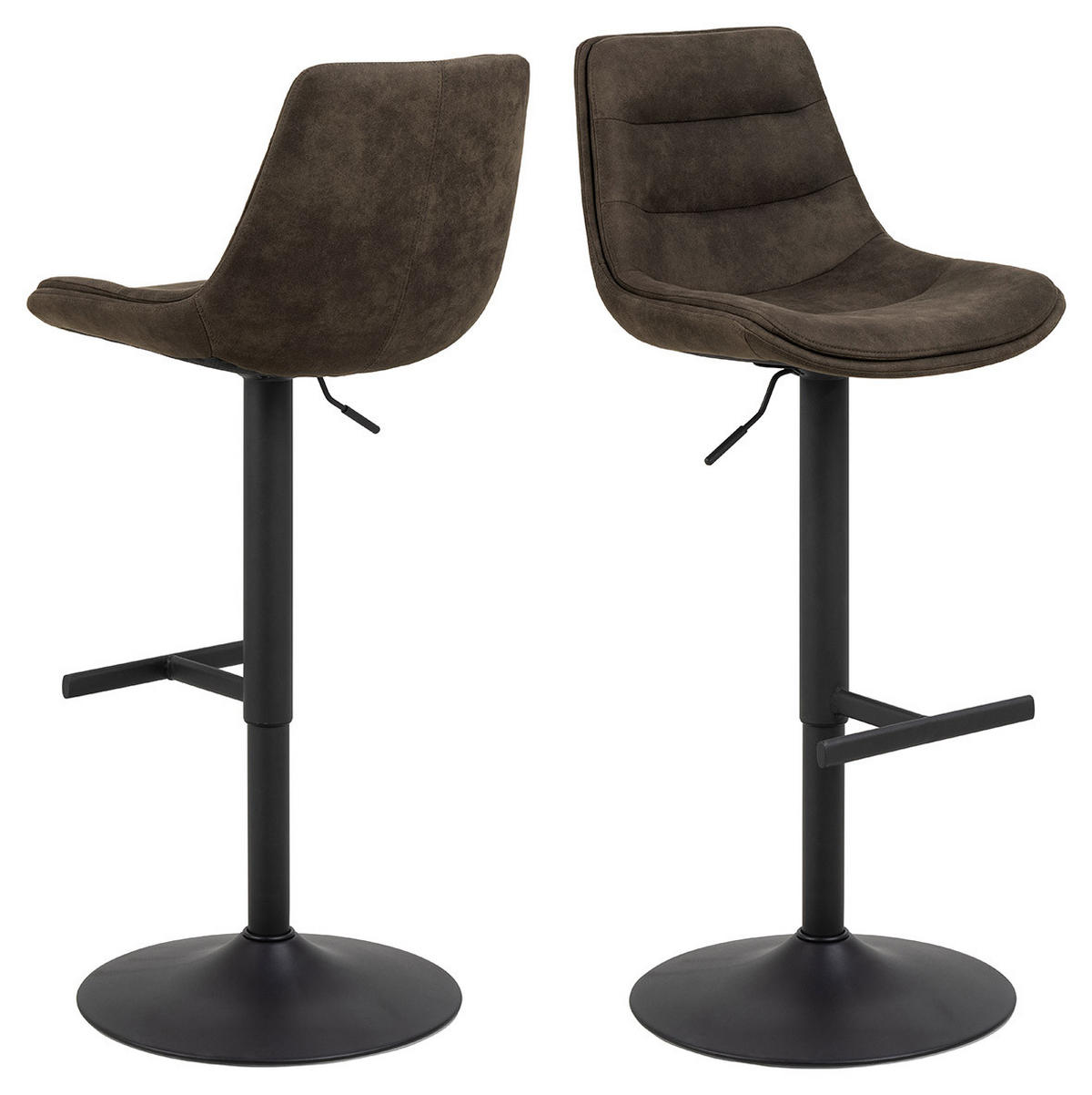 TABURET DE BAR in metal, textil gri  - negru/gri, Design, metal/textil (47/95/52,5cm)