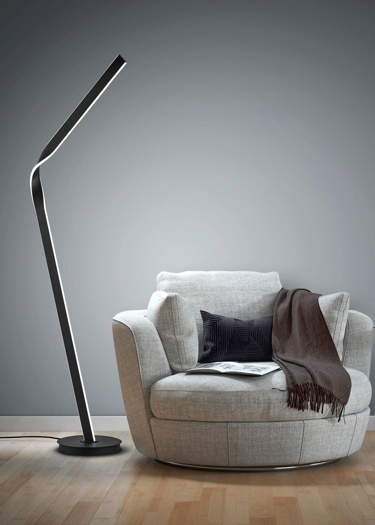 STOJEČA LED-SVETILKA  Cicenza /4700 lm/2000-4000 K// - črna, Trendi, kovina (181/53/30cm) - Cinque