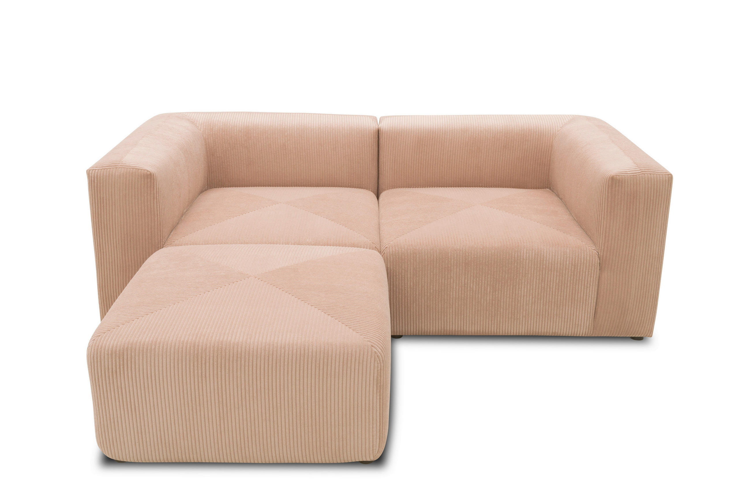 ECKSOFA in Cord, Mikrofaser Rosa, Roségold   - Roségold/Schwarz, Design, Kunststoff/Textil (216/69/193cm) - MID.YOU