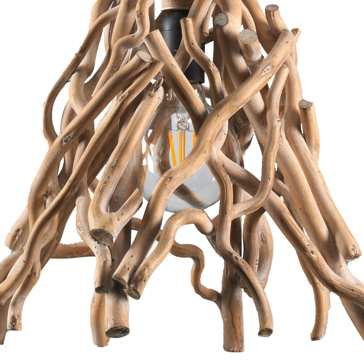 HÄNGELEUCHTE 34/34/125 cm   - Schwarz/Akaziefarben, Natur, Holz/Metall (34/34/125cm)