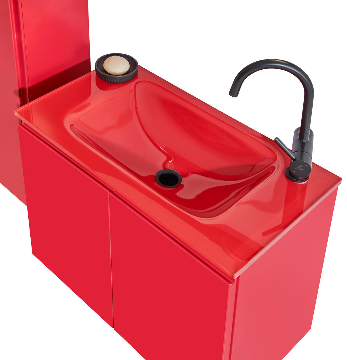 BADEZIMMER  in 70 cm  - Rot, Design, Glas/Holzwerkstoff (70cm) - Dieter Knoll