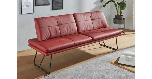 SITZBANK 208/90/74 cm Echtleder Rot, Schwarz Metall  - Rot/Schwarz, Design, Leder/Metall (208/90/74cm) - Dieter Knoll