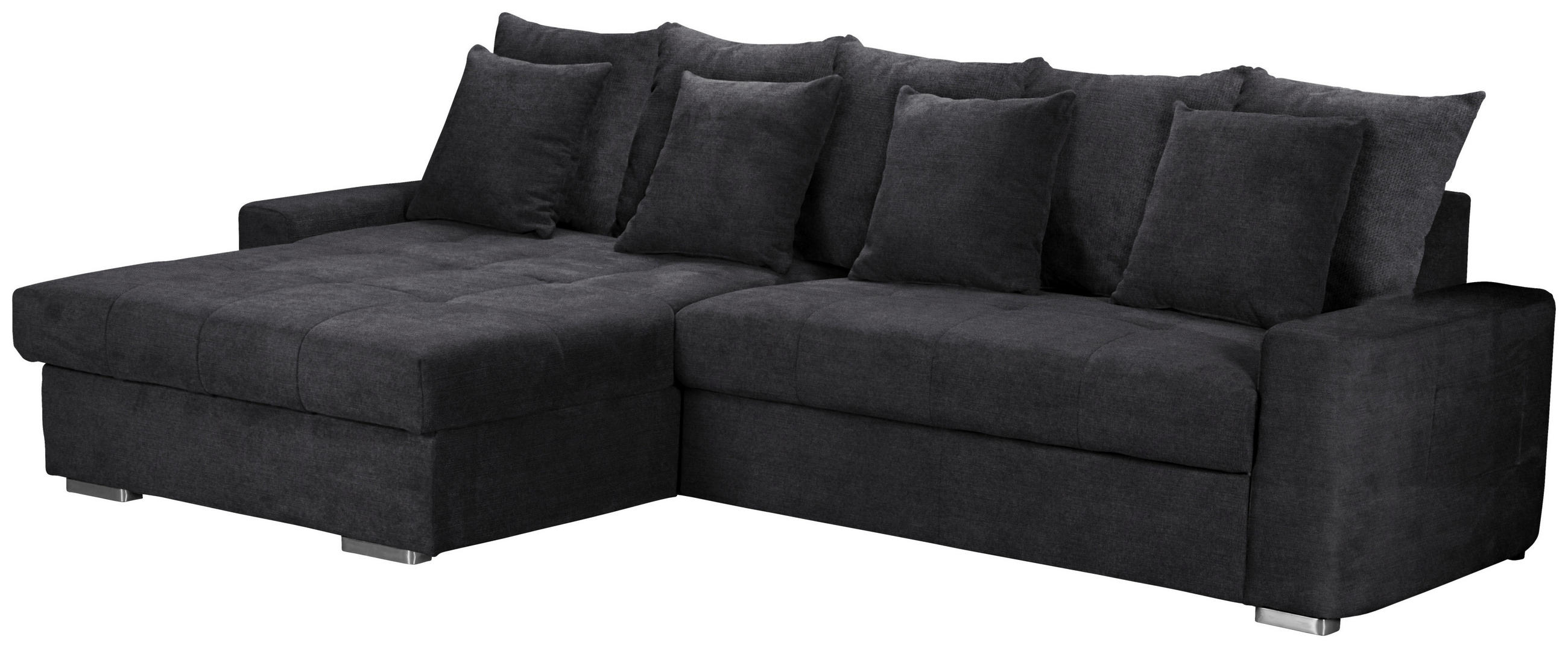 ECKSOFA SALVADOR in Mikrofaser Schwarz  164/293 cm  - Silberfarben/Schwarz, MODERN, Holz/Textil (164/293cm) - MID.YOU