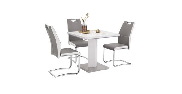 ESSTISCH in Holzwerkstoff, Metall 80/80/76 cm - Edelstahlfarben/Weiß, Design, Holzwerkstoff/Metall (80/80/76cm) - Carryhome