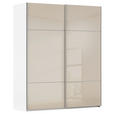 SCHWEBETÜRENSCHRANK 181/223/67 cm 2-türig Weiß, Champagner  - Champagner/Alufarben, KONVENTIONELL, Glas/Holzwerkstoff (181/223/67cm) - Novel