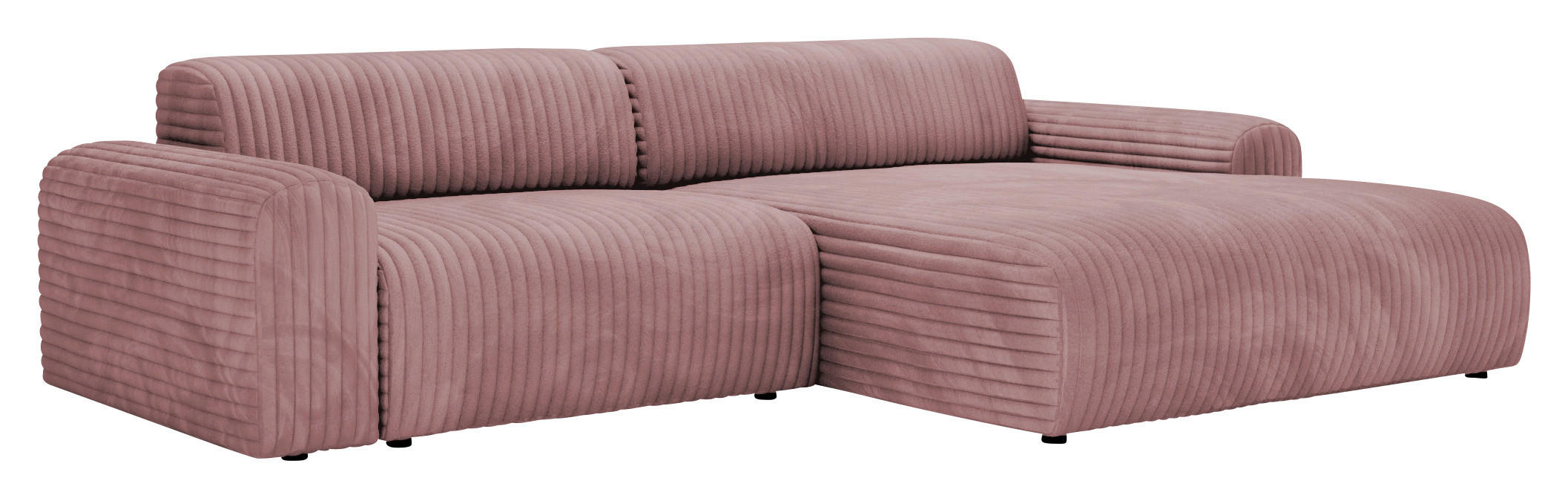 ECKSOFA in Cord Altrosa  - Schwarz/Altrosa, Design, Kunststoff/Textil (292/178cm) - Livetastic