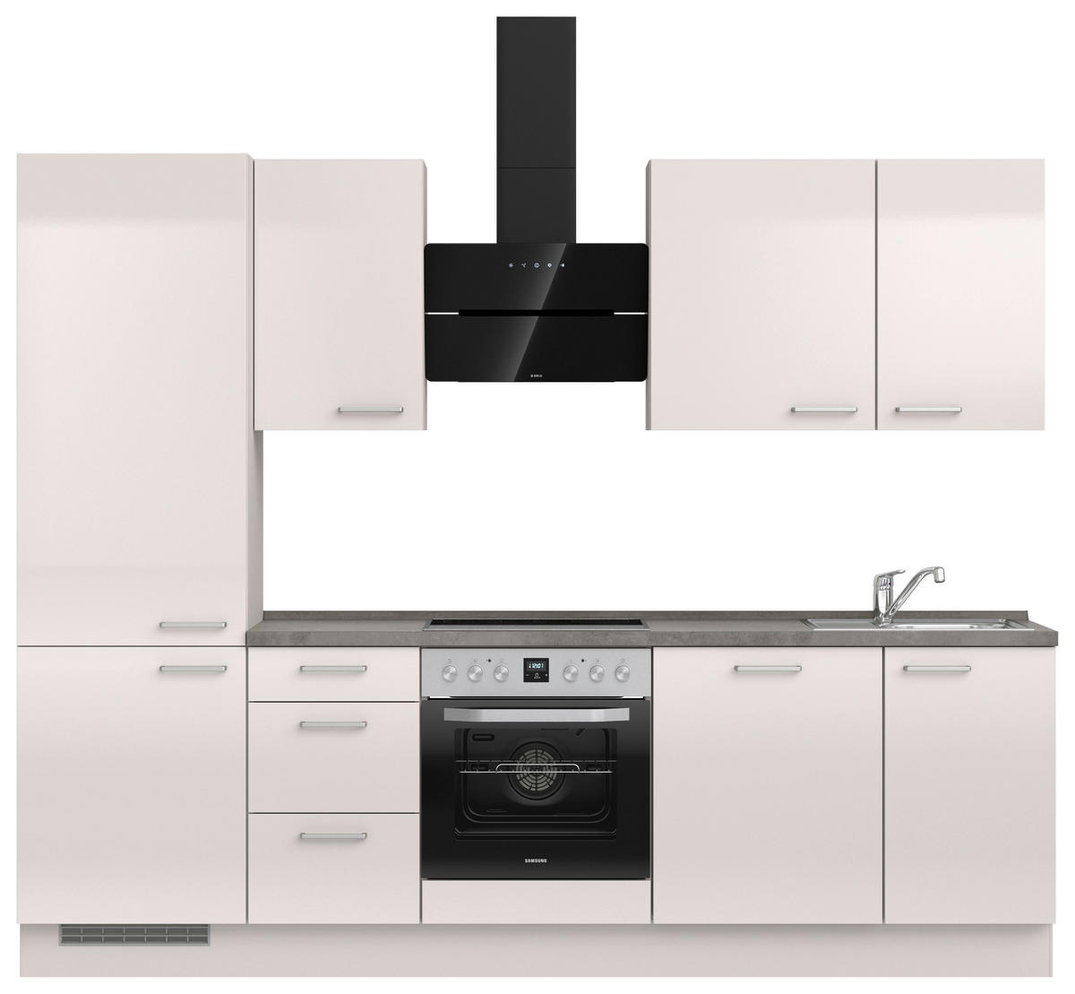 KÜCHENBLOCK Flash 270 cm  in Schieferfarben, Hellgrau  - Schieferfarben/Edelstahlfarben, MODERN, Holzwerkstoff/Metall (270cm) - Nobilia