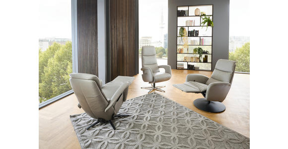 RELAXSESSEL in Leder Greige  - Greige/Schwarz, Design, Leder/Metall (76/108/86cm) - Dieter Knoll