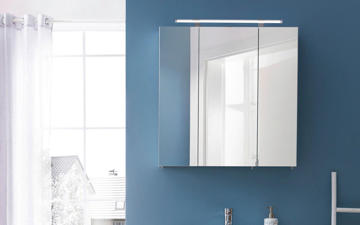 SPIEGELSCHRANK 70/75,7/16 cm  - Weiß Hochglanz/Silberfarben, MODERN, Glas/Holzwerkstoff (70/75,7/16cm) - MID.YOU