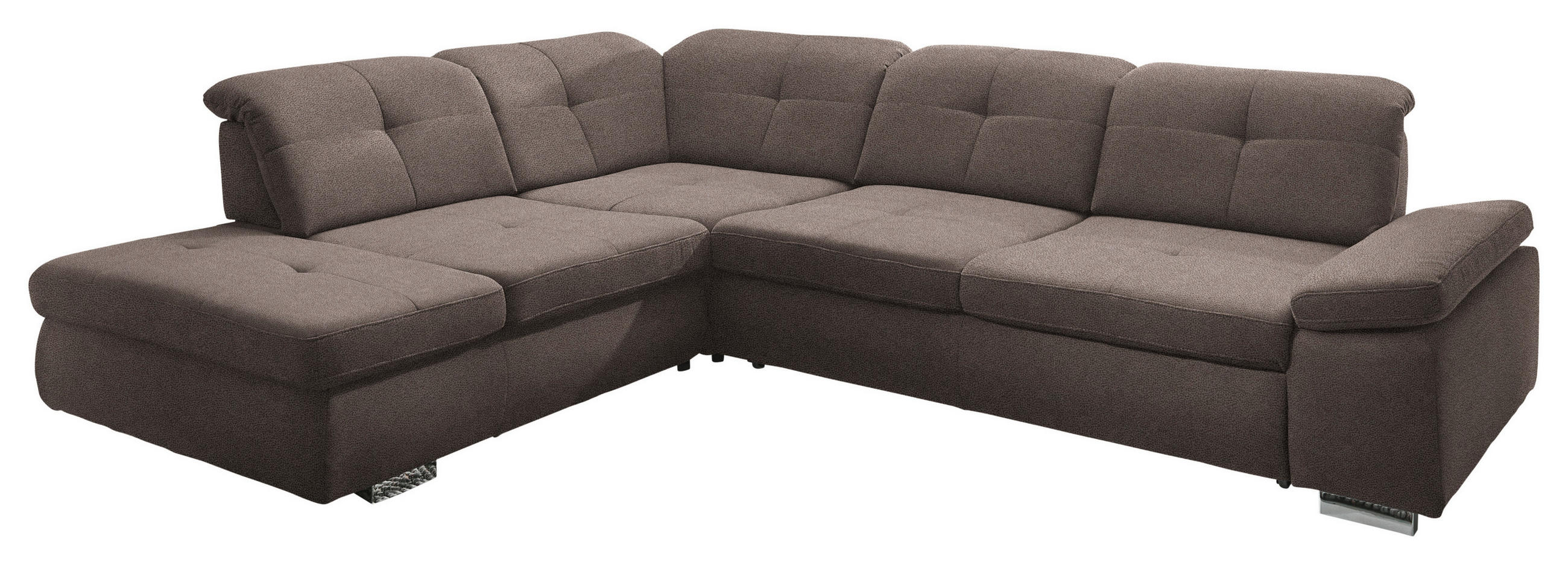 ECKSOFA  in Mikrofaser Graubraun  260/312 cm  - Chromfarben/Graubraun, Design, Textil/Metall (260/312cm) - Beldomo Style
