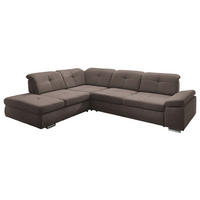 ECKSOFA  in Mikrofaser Graubraun  260/312 cm  - Chromfarben/Graubraun, Design, Textil/Metall (260/312cm) - Beldomo Style