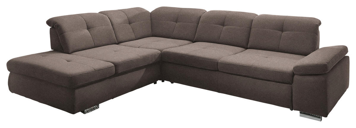 ECKSOFA  in Mikrofaser Graubraun  260/312 cm  - Chromfarben/Graubraun, Design, Textil/Metall (260/312cm) - Beldomo Style