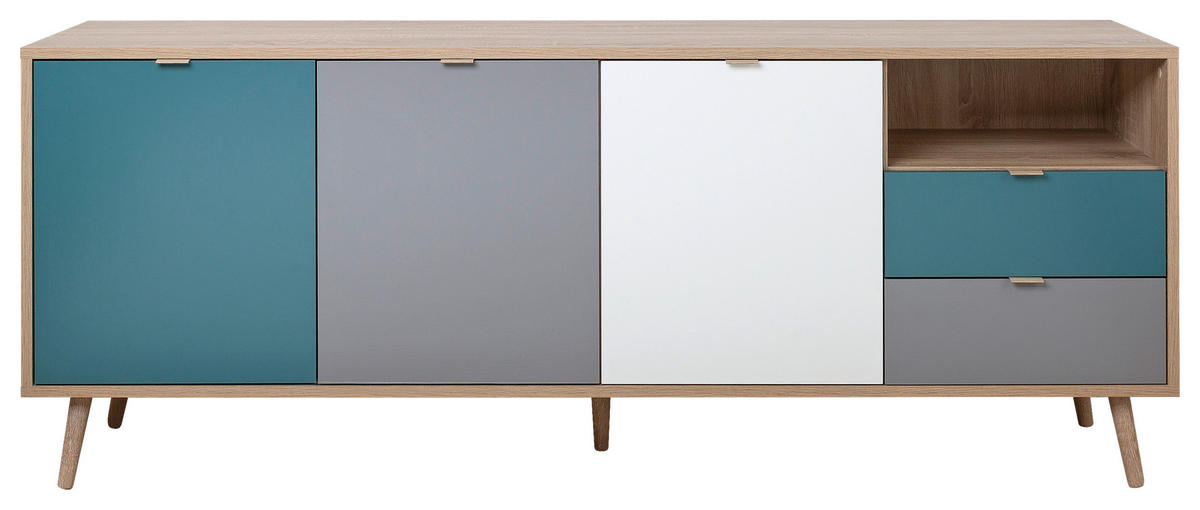 SIDEBOARD  in 180/71/40 cm  - Eichefarben/Petrol, Trend, Holzwerkstoff (180/71/40cm) - MID.YOU
