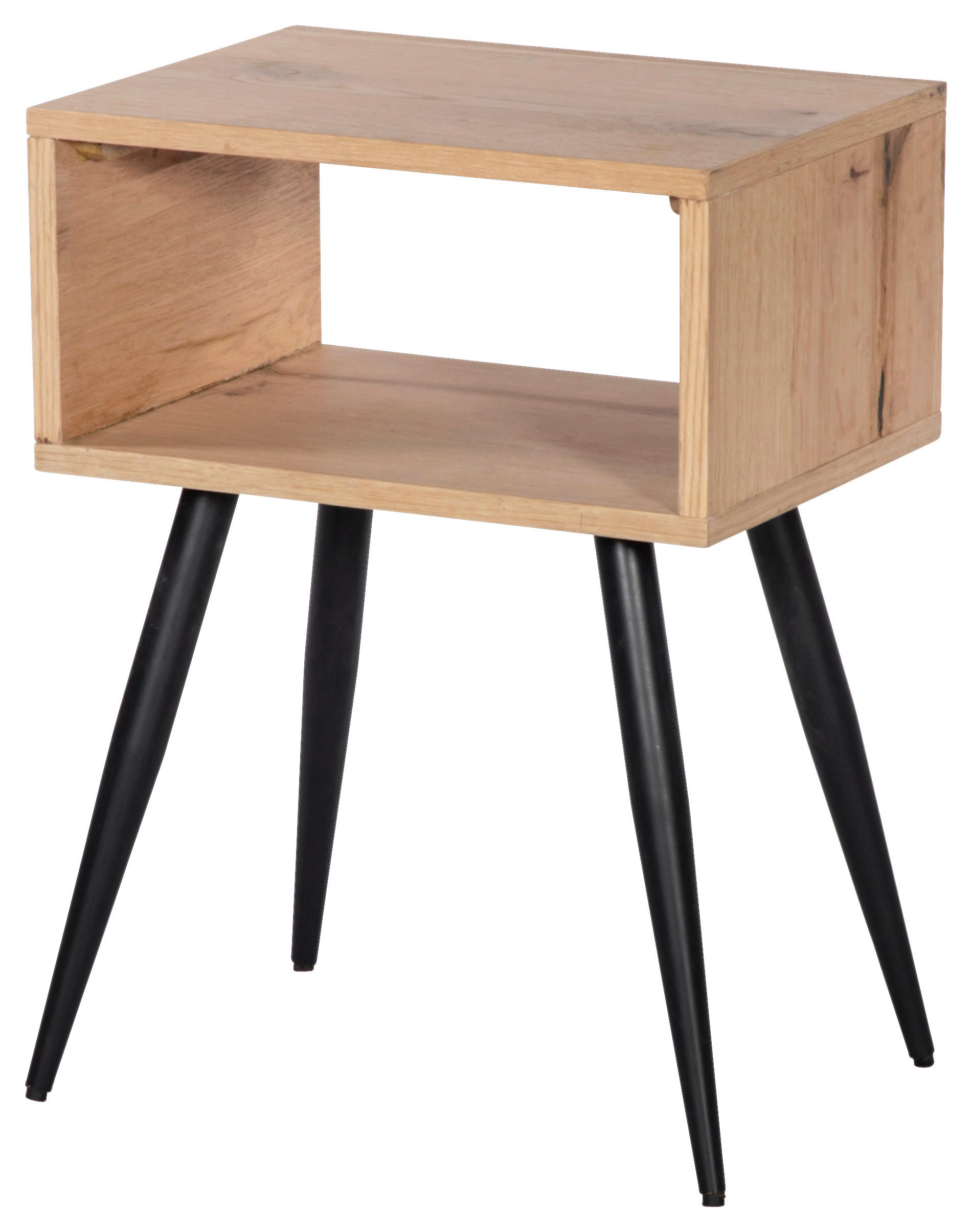 NOČNÍ STOLEK, dub, barvy dubu, 40/55/30 cm - černá/barvy dubu, Design, kov/dřevo (40/55/30cm) - Landscape