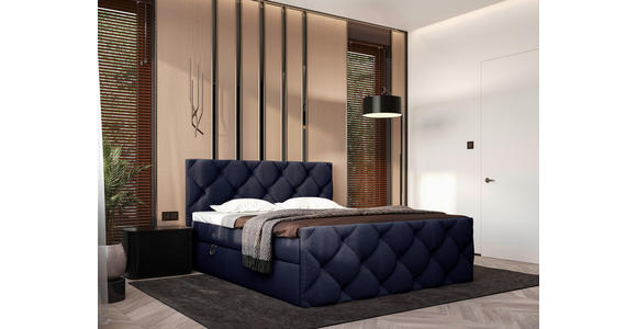 BOXBETT 200/200 cm in Dunkelblau - Schwarz/Dunkelblau, KONVENTIONELL, Kunststoff/Textil (200/200cm) - Carryhome