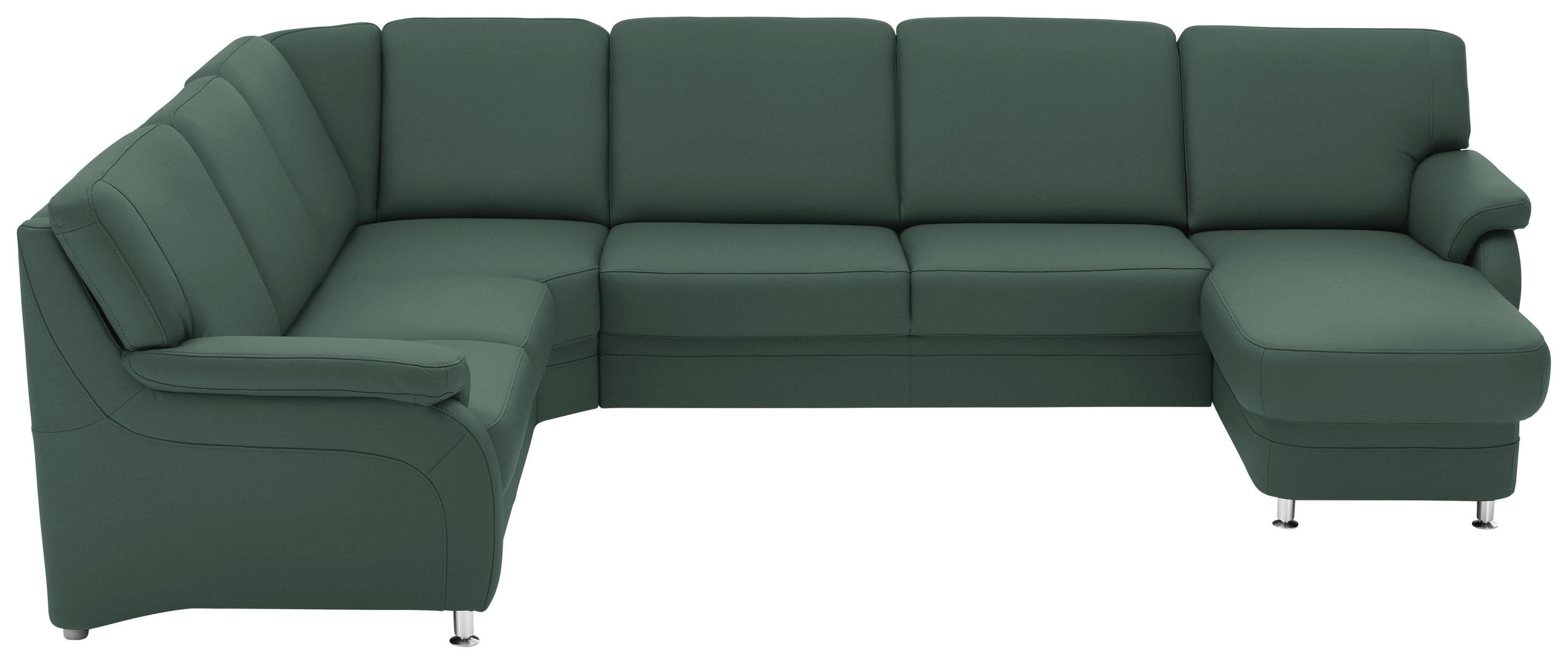 WOHNLANDSCHAFT  in Echtleder Opal  - Opal/Alufarben, KONVENTIONELL, Leder/Metall (239/329/165cm) - Beldomo Premium