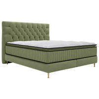 BOXSPRING KREVET    180/200 cm  - zelena/zlatne boje, Design, tekstil/metal (180/200cm) - Boxxx