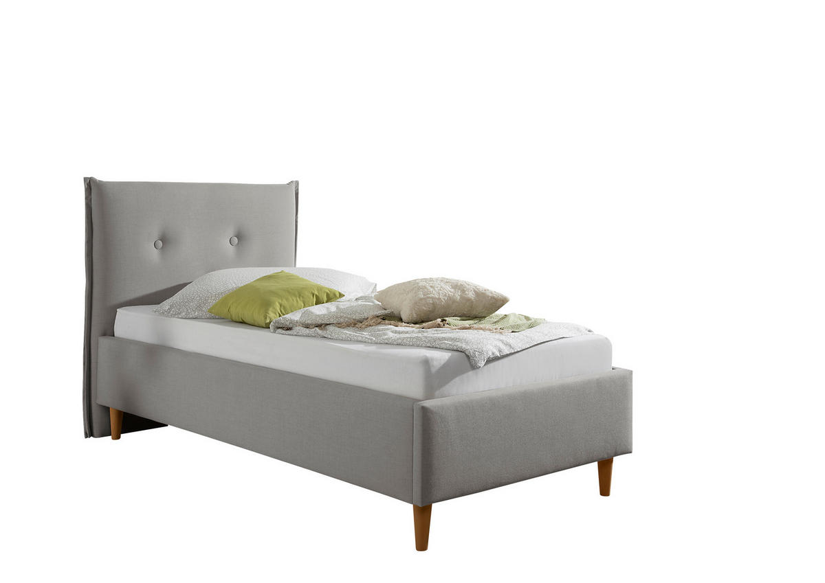 POLSTERBETT 100/200 cm,  in Grau,  - Naturfarben/Grau, MODERN, Holz/Textil (100/200cm) - Livetastic