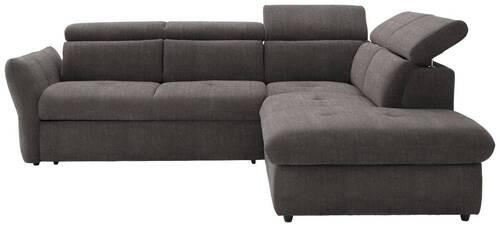 ECKSOFA in Velours Grau  254/224 cm  - Schwarz/Grau, Design, Kunststoff/Textil (254/224cm) - Stylife