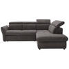 ECKSOFA in Velours Grau  254/224 cm  - Schwarz/Grau, Design, Kunststoff/Textil (254/224cm) - Stylife