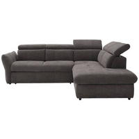 ECKSOFA in Velours Grau  254/224 cm  - Schwarz/Grau, Design, Kunststoff/Textil (254/224cm) - Stylife