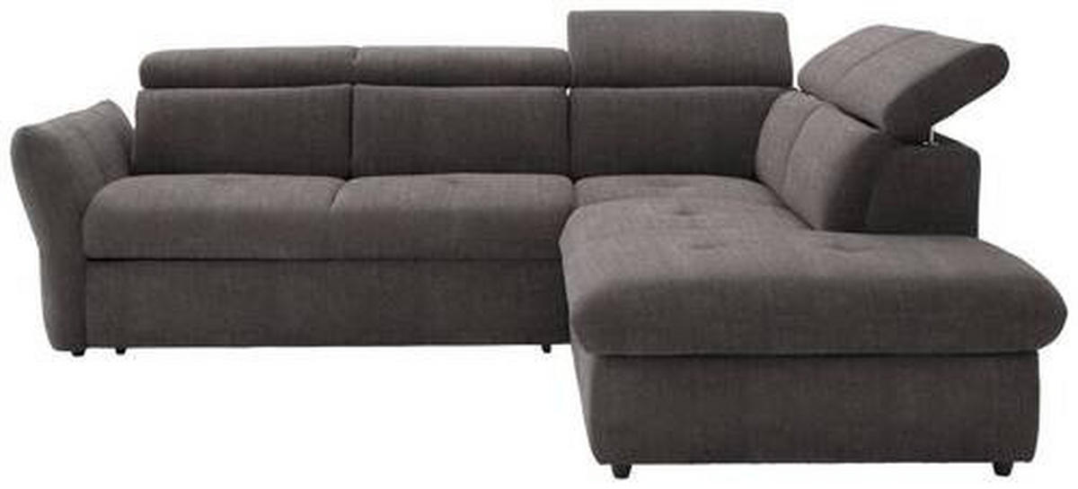 ECKSOFA in Velours Grau  254/224 cm  - Schwarz/Grau, Design, Kunststoff/Textil (254/224cm) - Stylife