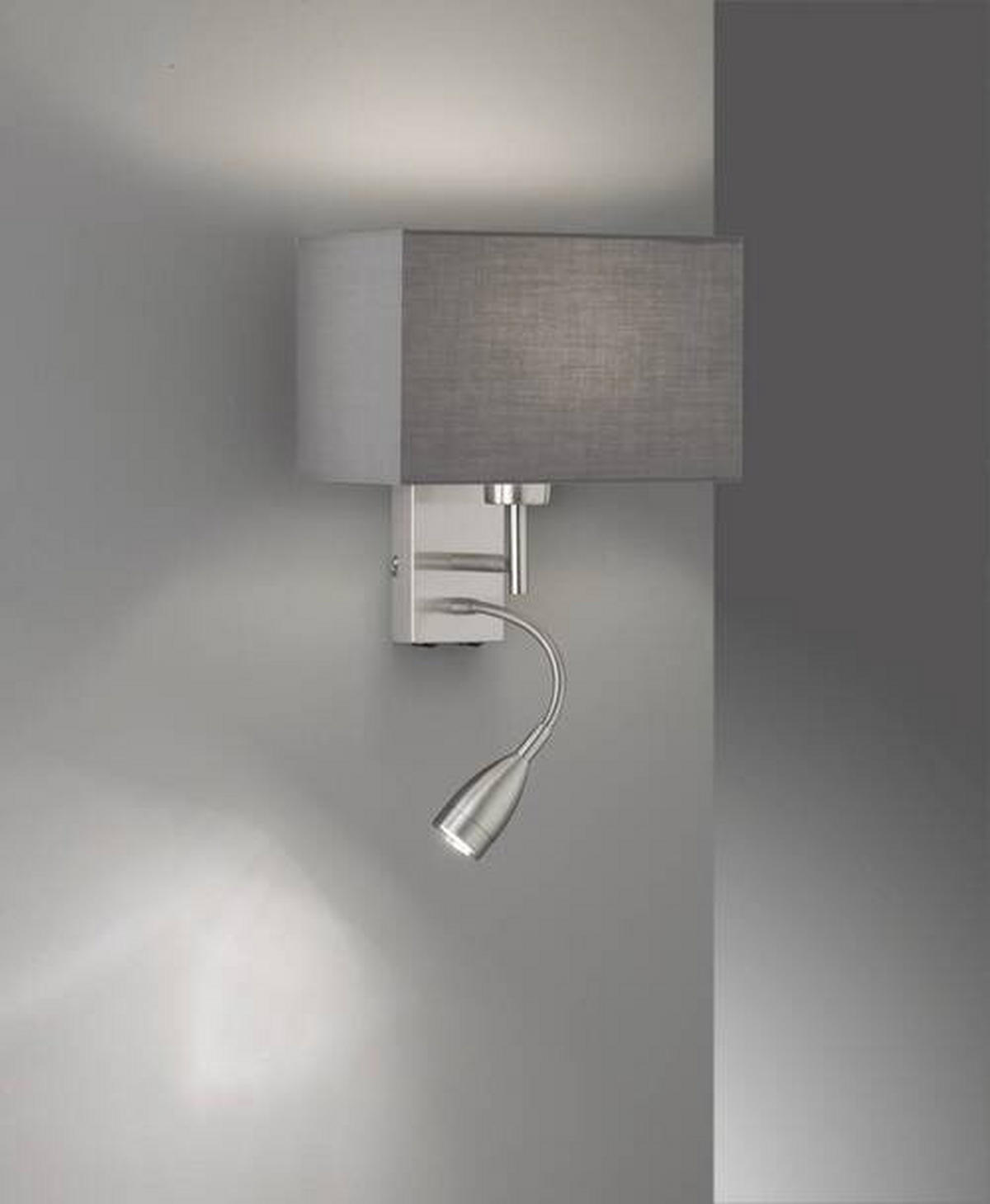 WANDLEUCHTE Dream 25/38 cm   - Grau/Nickelfarben, MODERN, Textil/Metall (25/38cm) - Fischer & Honsel