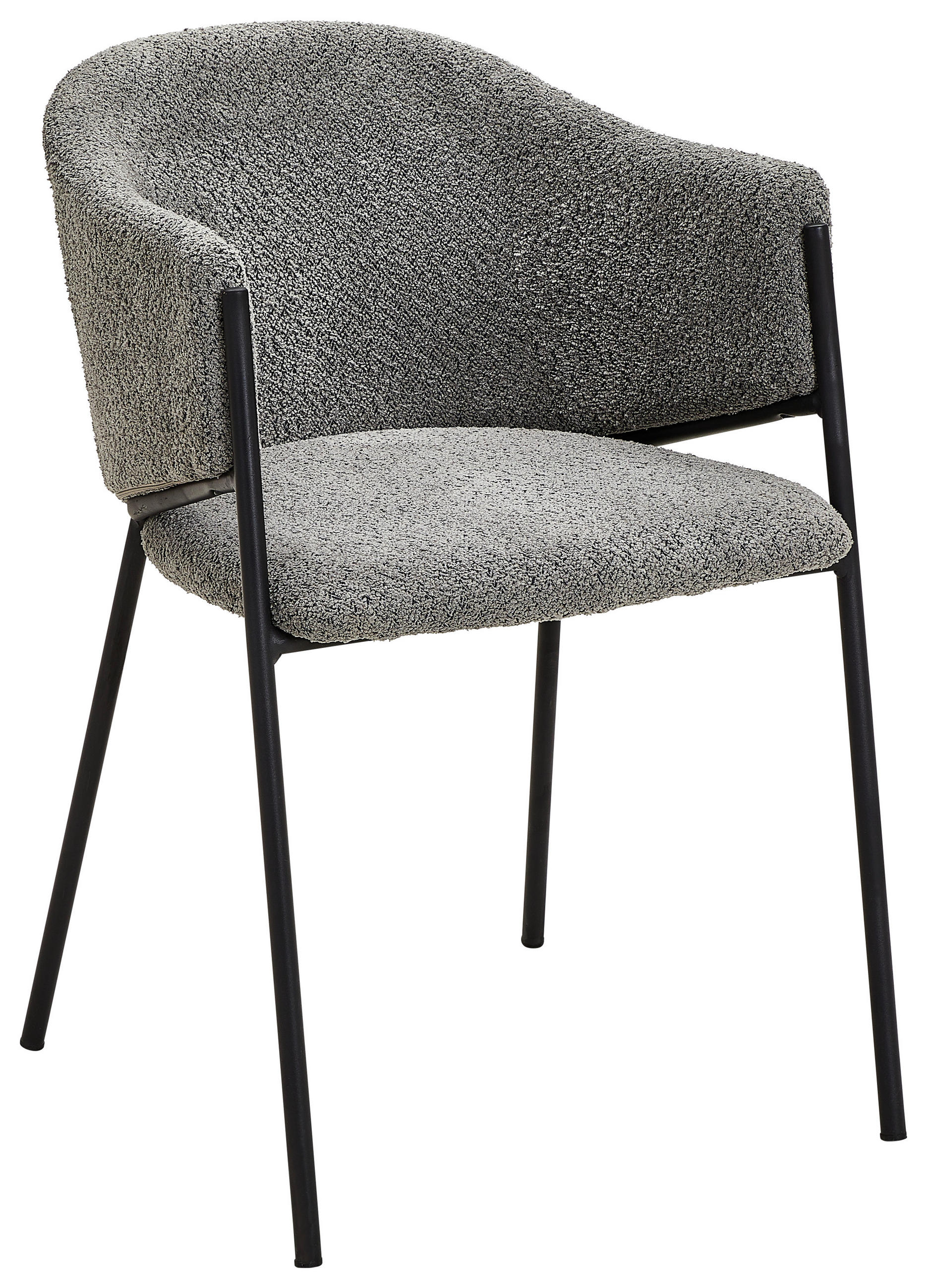 ARMLEHNSTUHL  in Eisen Bouclé  - Schwarz/Grau, Design, Textil/Metall (53/78/61cm) - Hom`in