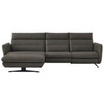 ECKSOFA  in Echtleder Dunkelgrau  169/298 cm  - Dunkelgrau/Schwarz, Design, Leder/Metall (169/298cm) - Dieter Knoll