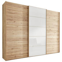 SCHWEBETÜRENSCHRANK 250/217/67 cm 3-türig Weiß, Buchefarben  - Buchefarben/Weiß, Natur, Glas/Holz (250/217/67cm) - Linea Natura