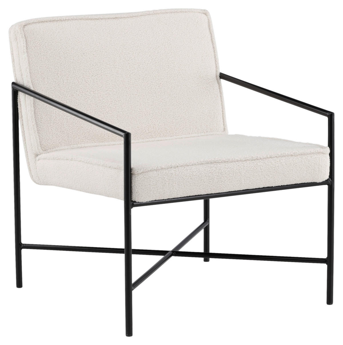 SESSEL in Teddystoff Schwarz, Weiß  - Schwarz/Weiß, Design, Textil/Metall (66/78/65cm) - Livetastic