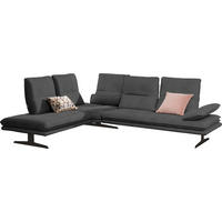 ECKSOFA in Mikrofaser Anthrazit  224/284 cm  - Anthrazit/Schwarz, Design, Textil/Metall (224/284cm) - Chilliano