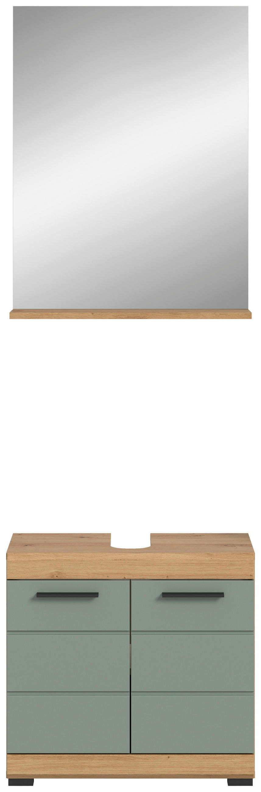 BADEZIMMER 2-teilig  in 60 cm  - Salbeigrün/Eichefarben, MODERN, Glas/Holzwerkstoff (60cm) - MID.YOU