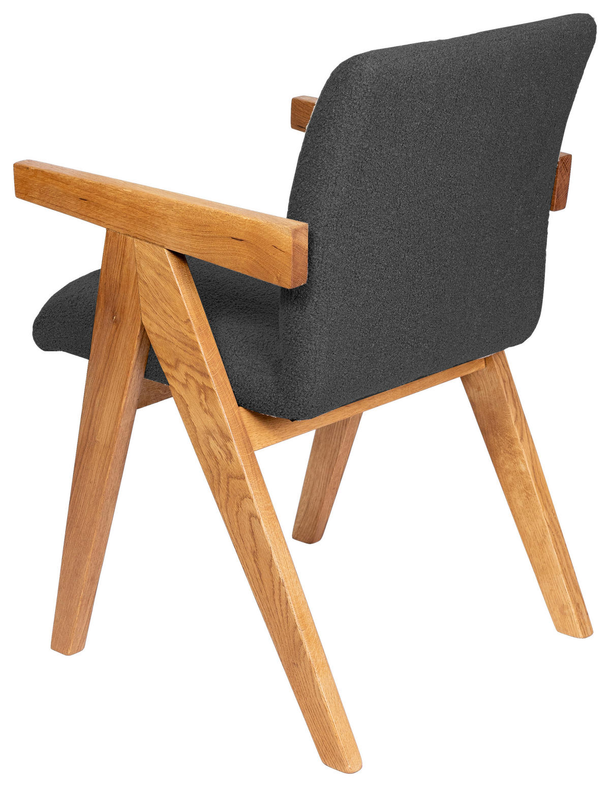 ARMLEHNSTUHL  in Bouclé  - Eichefarben/Anthrazit, KONVENTIONELL, Holz/Textil (53,5/83/62cm) - Linea Natura