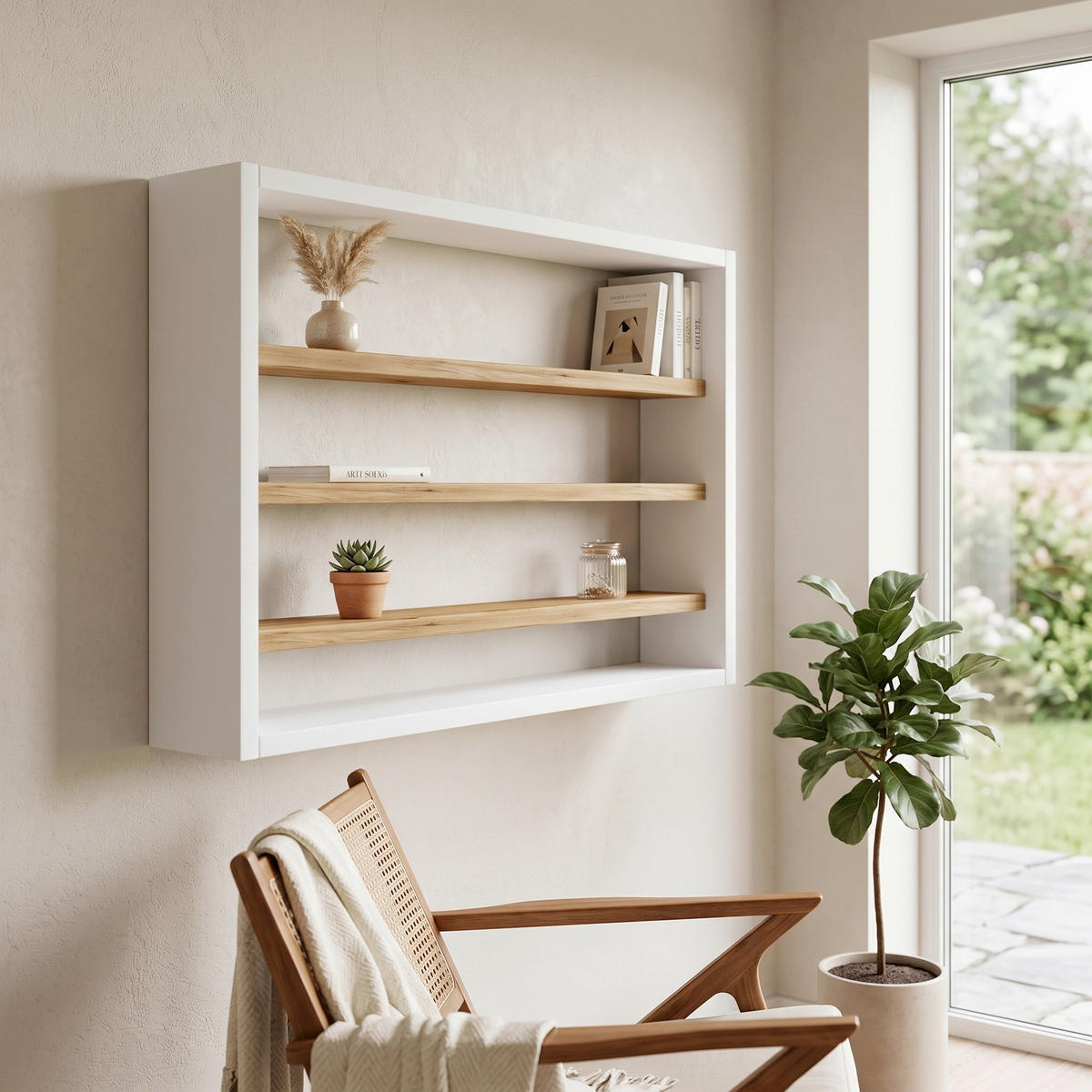 WANDREGAL 60/40/10 cm  - Honigeiche/Weiß, Design, Holzwerkstoff (60/40/10cm) - MID.YOU