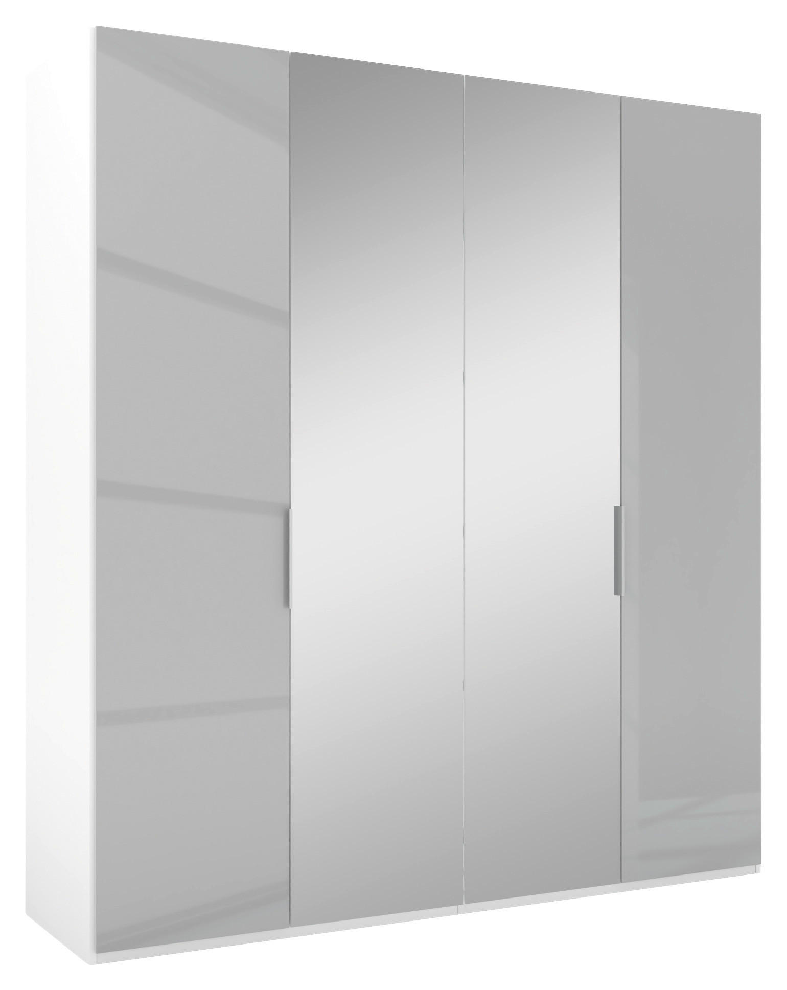 DREHTÜRENSCHRANK 200/223/62 cm 4-türig Grau, Weiß  - Alufarben/Weiß, KONVENTIONELL, Glas/Holzwerkstoff (200/223/62cm) - Novel
