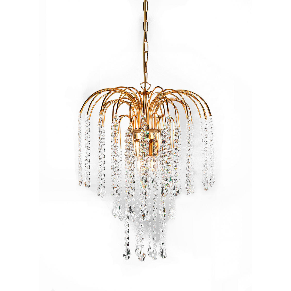 KRISTALL-HÄNGELEUCHTE 40/110 cm   - Goldfarben, KONVENTIONELL, Glas/Metall (40/110cm)