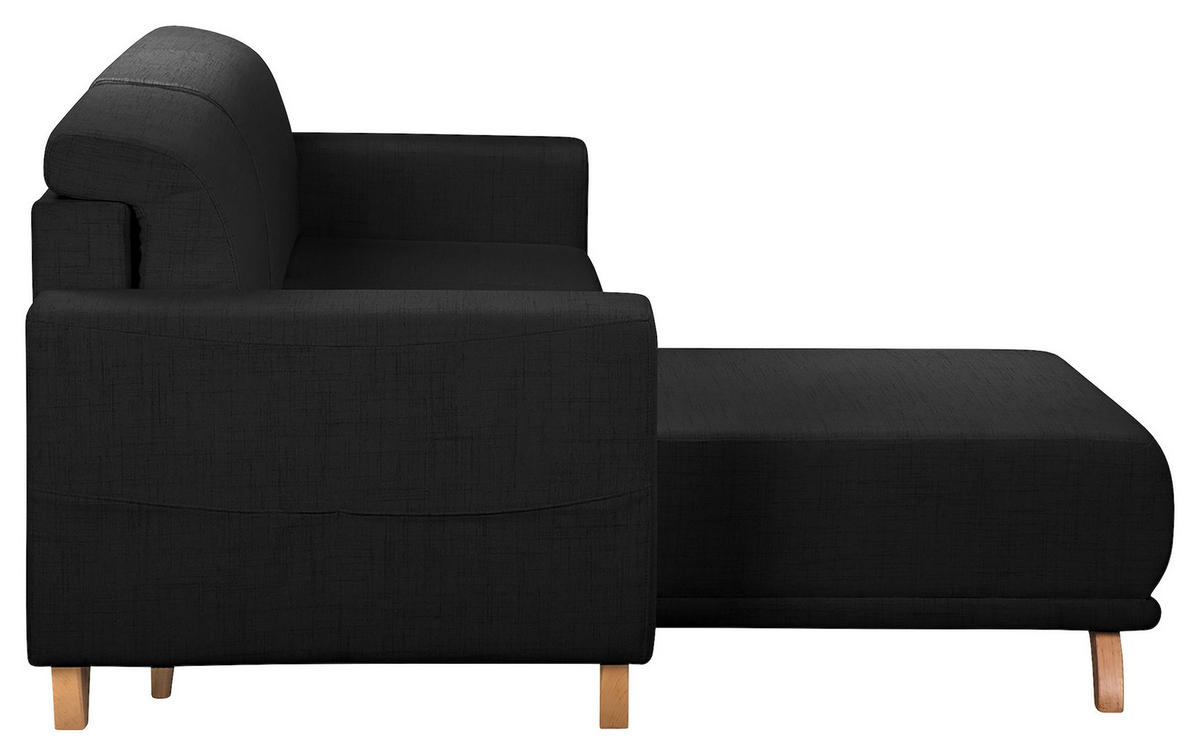 ECKSOFA Bella Schwarz Textilgeflecht  - Wengefarben/Schwarz, Design, Holz/Textil (257/174cm) - Livetastic