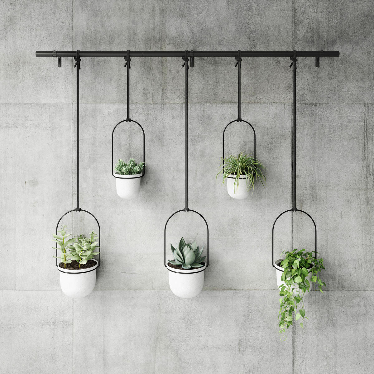 PFLANZENTOPF   - Schwarz/Weiß, Design, Kunststoff/Metall (18,4/94,6/137,8cm) - Umbra
