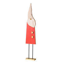 VÁNOČNÍ FIGURKA - béžová/červená, Basics, dřevo/textil (14/6/71cm)