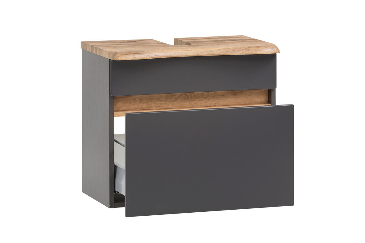 WASCHBECKENUNTERSCHRANK 61/55/40 cm  - Eiche Wotan/Graphitfarben, Natur, Holzwerkstoff (61/55/40cm) - Xora