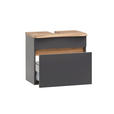WASCHBECKENUNTERSCHRANK 61/55/40 cm  - Eiche Wotan/Graphitfarben, Natur, Holzwerkstoff (61/55/40cm) - Xora