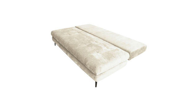 SCHLAFSOFA  mit Liegefunktion, Schlafen auf Sitzhöhe, Rücken echt Chenille Creme  - Creme/Schwarz, KONVENTIONELL, Textil/Metall (203/94/96cm) - Carryhome